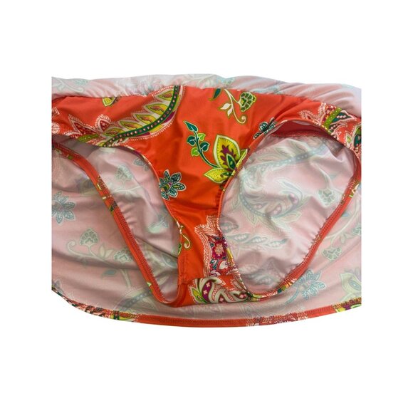 Athleta Womens Orange Floral Paisley Swim Skirt Size 10 With Built-In Bottoms Ny - Picture 5 of 9